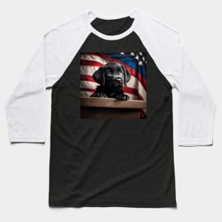 Patriotic Black Lab Puppy Baseball T-Shirt